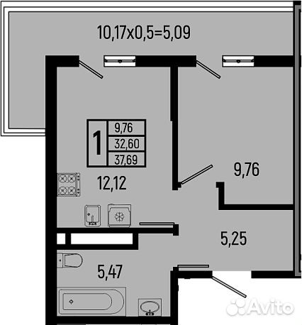 1-к. квартира, 32,6 м², 16/18 эт., Небуг