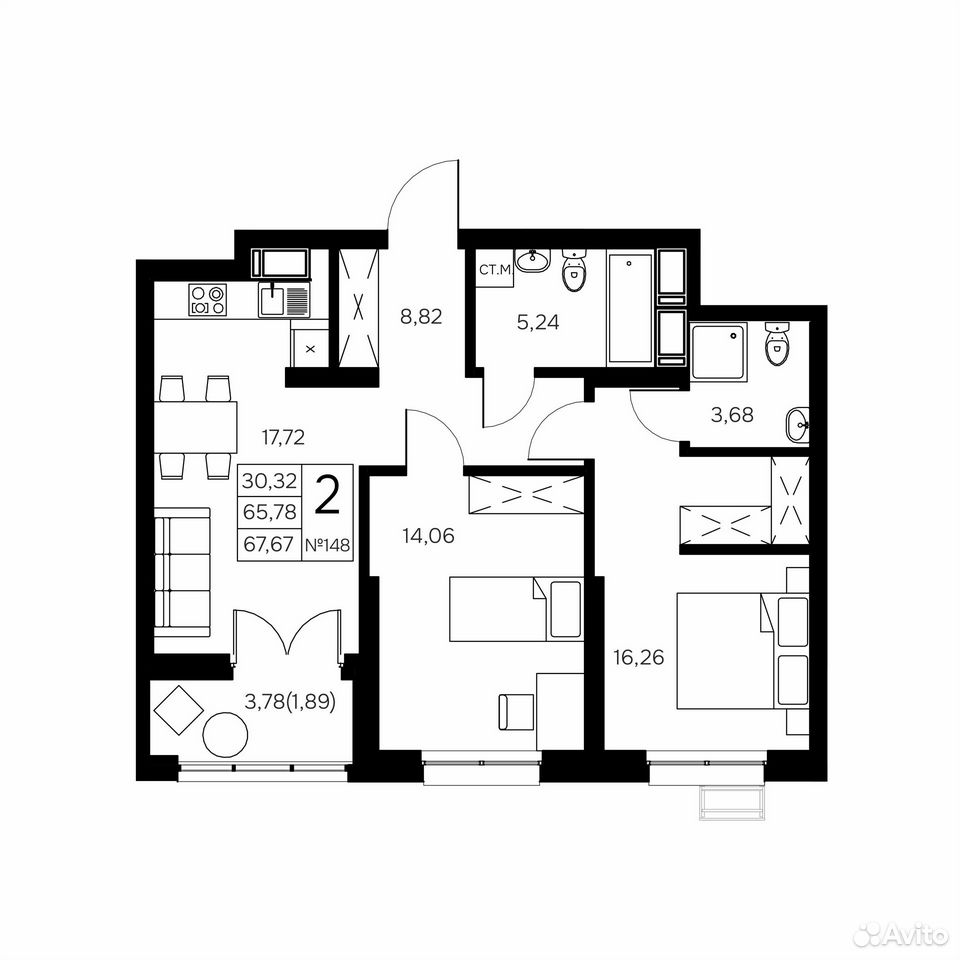 2-к. квартира, 69,6 м², 11/21 эт., Обнинск